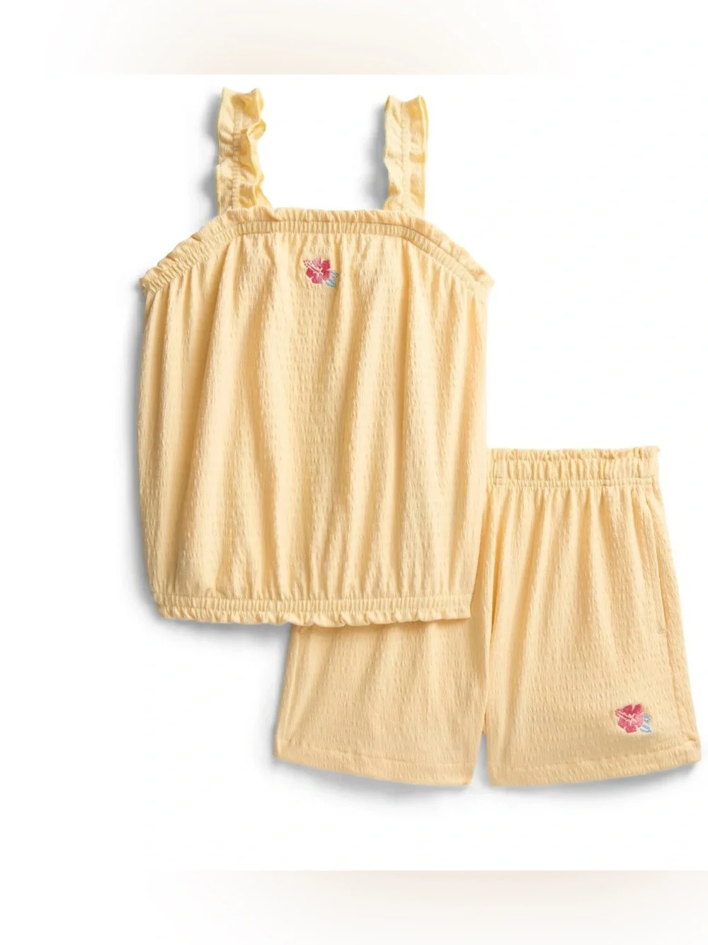 NWT Wonder Nation Girls Bubble Tank & Shorts Set Yellow Hibiscus Size 5 Outfit